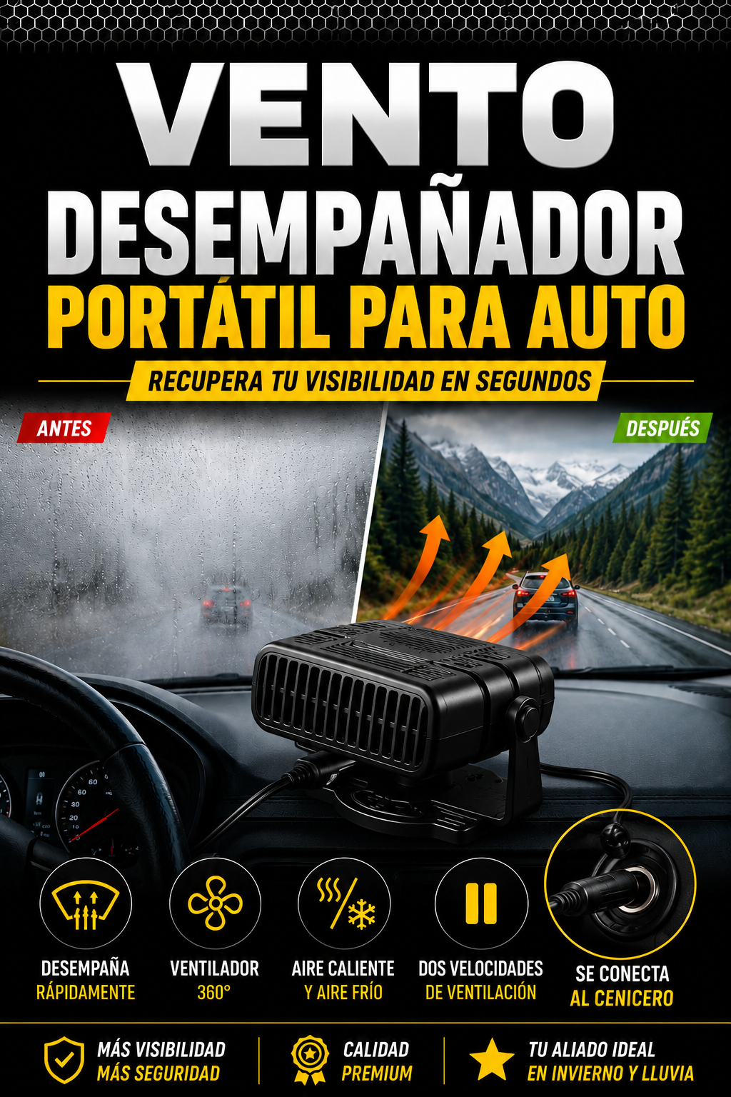 VENTO™ - DESEMPAÑADOR PORTATIL PARA AUTO