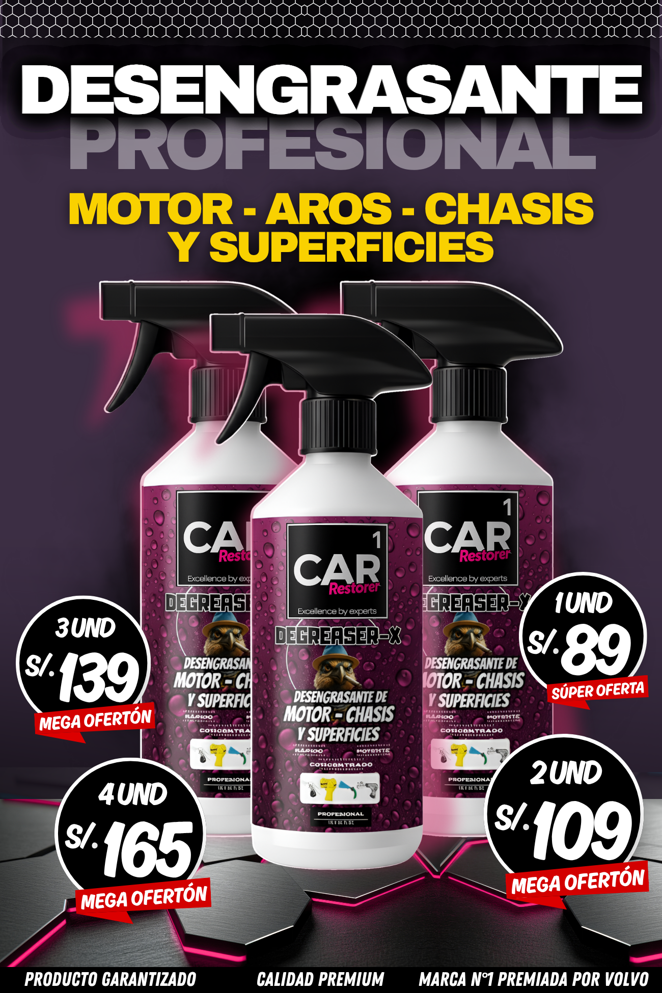 DEGREASER-X ™ - DESENGRASANTE DE MOTOR-CHASIS-AROS Y SUPERFICIES