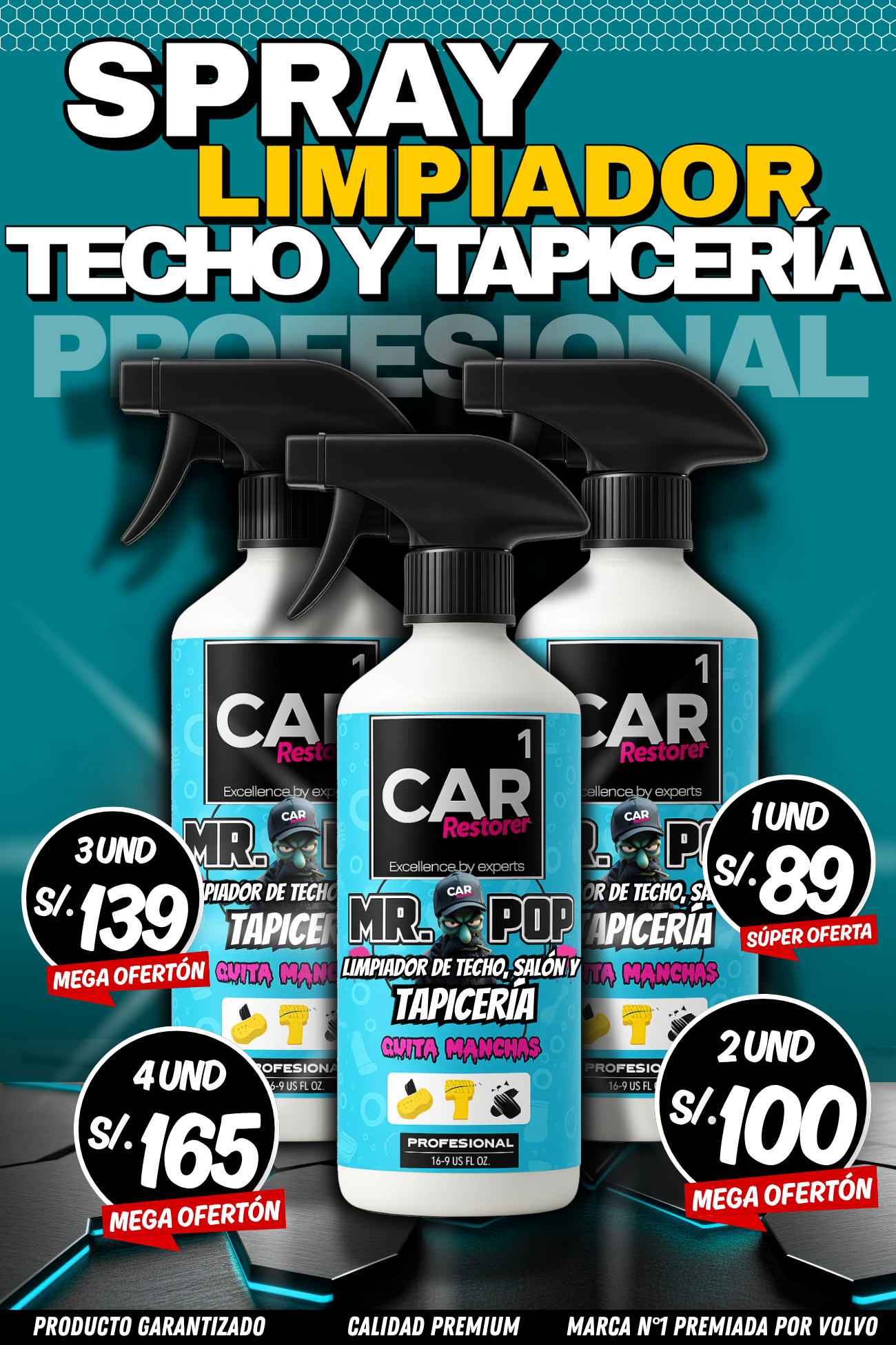 MR POP ™ - SPRAY LIMPIADOR DE TECHO PROFESIONAL (CAR RESTORER)