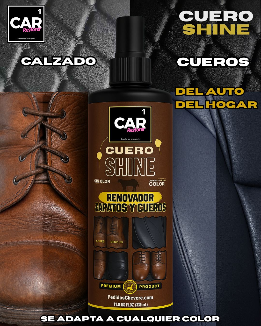 CUERO SHINE ™ - REJUVENECEDOR ZAPATOS Y CUEROS (CAR RESTORER)