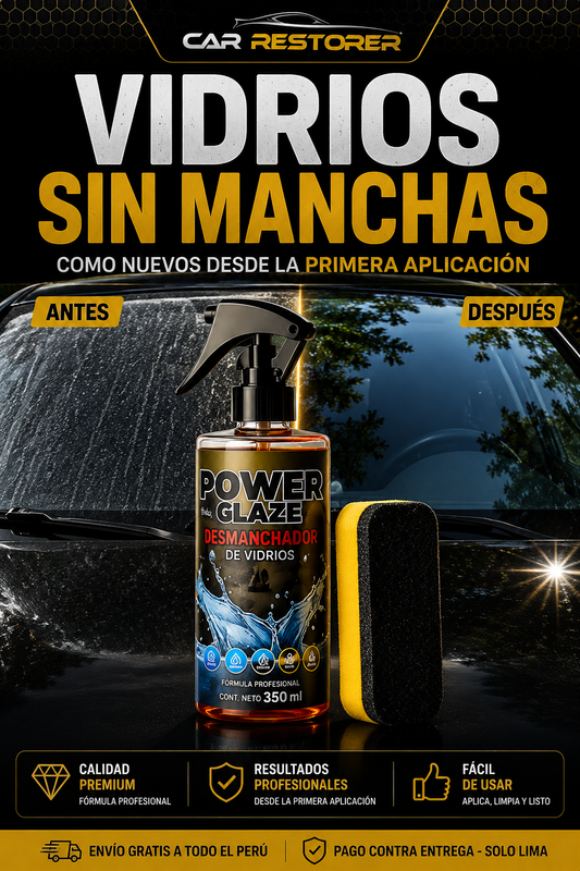POWER GLAZE™ - Desmanchador Profesional de Vidrios para Auto