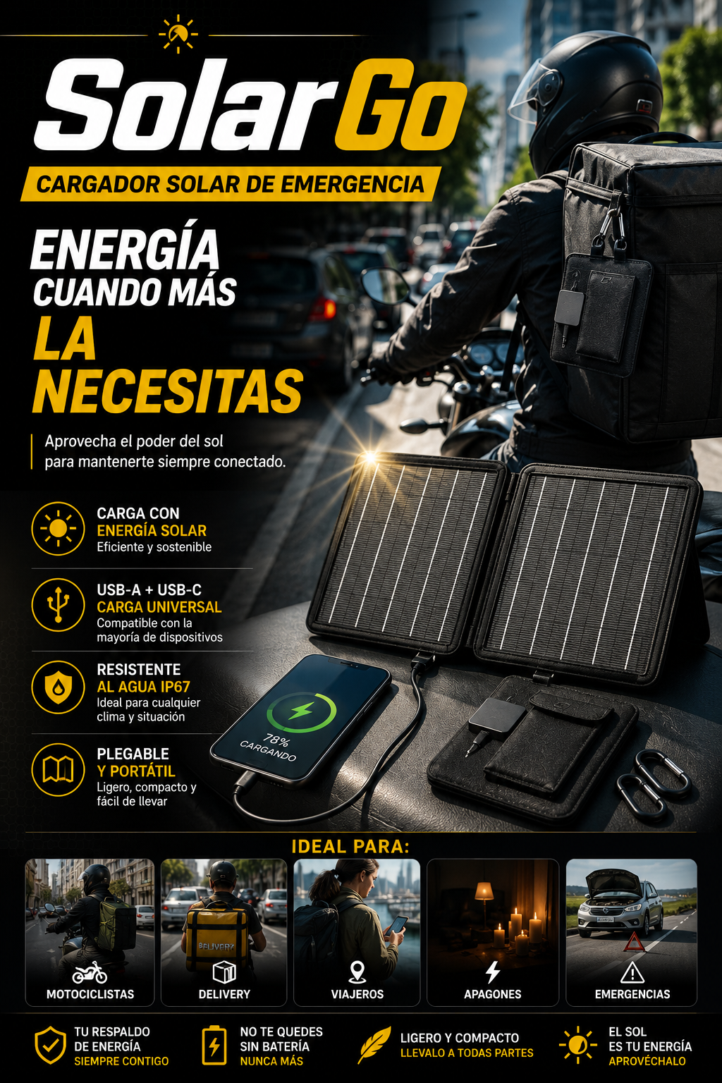 SOLAR GO™ - CARGADOR SOLAR DE EMERGENCIA