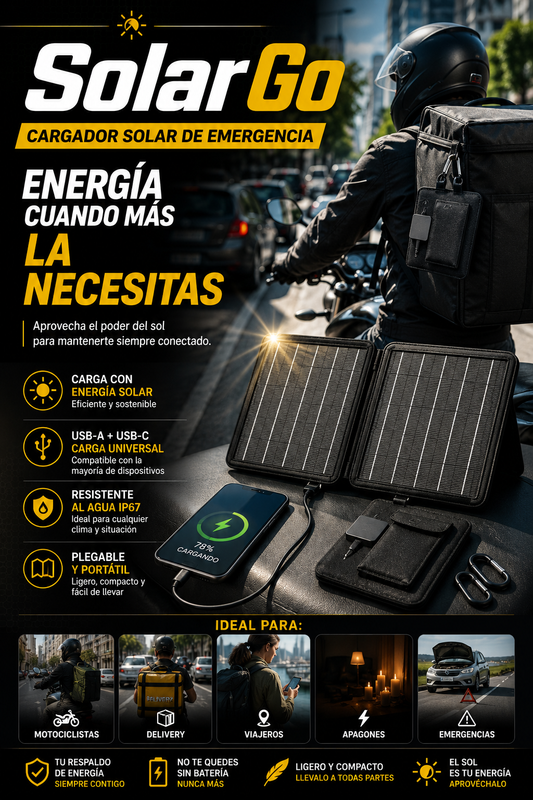 SOLAR GO™ - CARGADOR SOLAR DE EMERGENCIA